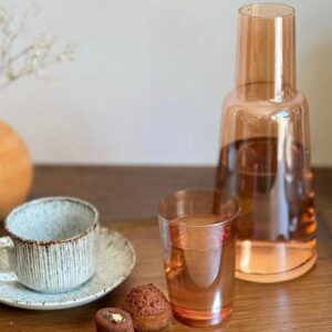 Ensemble Carafe et Verre à Eau en Verre Fumé Teinté Vert Olive