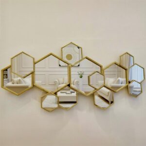 Miroir Mural Hexagonal Modulaire Doré