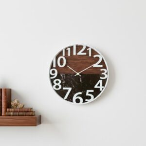 Horloge Murale "Horizon" Dualité Bois et Marbre