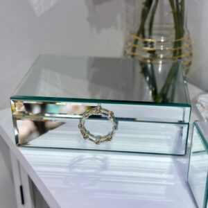 Boîte/Coffret à Bijoux en Verre Miroir avec Poignée Ornée