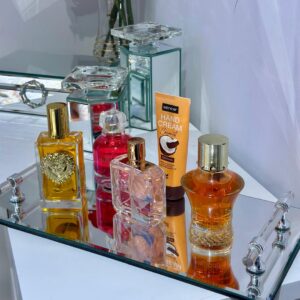 Plateau de Décoration en Miroir et Poignées Chromées