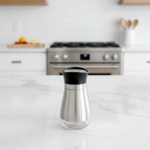 Salière en Inox et Verre à Col Évasé