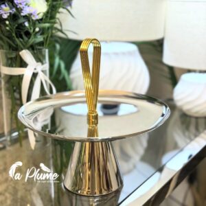 Bonbonnière sur Pied en Métal Chromé et Doré