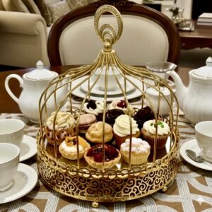 Plateau de Gâteaux Cage d'Oiseau Dorée