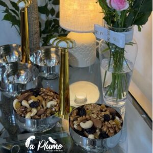 Bonbonnière Triple ou Double en Métal Poli avec Ornementation Dorée