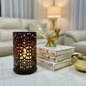 Porte-Bougie Cylindrique Décoratif en Métal Découpé