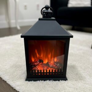Lanterne Cheminée Décorative - Effet Flammes LED Réaliste