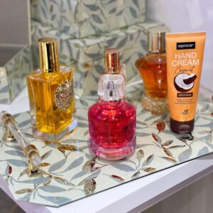 Plateau de Décoration en Verre Miroir à Motif Feuillage