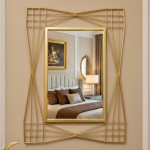 Miroir Mural Rectangulaire à Cadre Géométrique Bambou / Art Déco