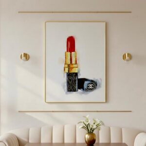 Grand Cadre Décoratif Illustration de Rouge à Lèvres de Luxe