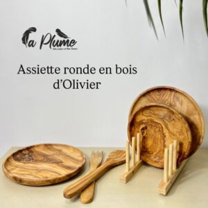 Assiette Ronde en Bois d'Olivier (Grande et Moyenne)