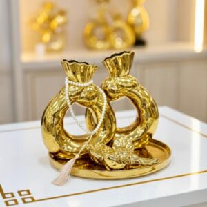 Set de Vases "Anneaux d'Or" et leur Plateau