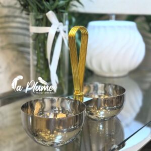 Bonbonnière Triple ou Double en Métal Chromé et Poignée Dorée