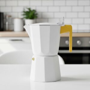 La Cafetière Espresso Design Blanc & Jaune : Style et Fraîcheur