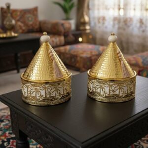 Bonbonnières "Éclat du Désert" au Fini Martelé et Frise de Palmiers