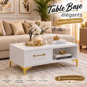 Table de basse avec pied dorée en métal