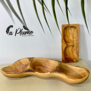 Ravier/Plateau à 3 Compartiments en Bois d'Olivier