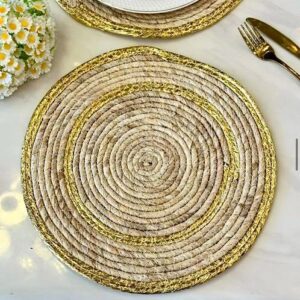 Set de Table Rond en Jonc de Mer Naturel Tressé