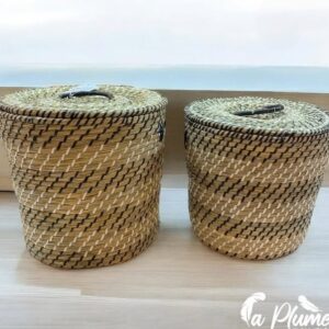 Paniers tressés naturels avec couvercles