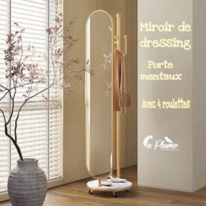 Miroir de dressing avec porte-manteaux