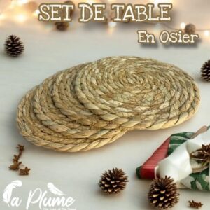 Set de Table Rond Tressé en Fibre Naturelle