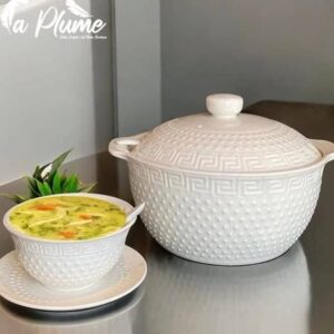 Service à Soupe en porcelaine blanche de 21pièce