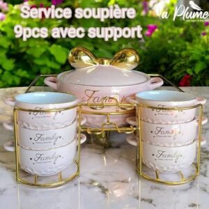 Service à soupière de 9 pièces avec support