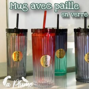 Mug en verre dégradé avec paille