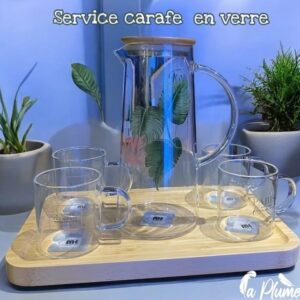 Service Carafe en Verre et Bambou
