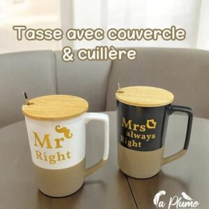 Tasse avec couvercle et cuillère