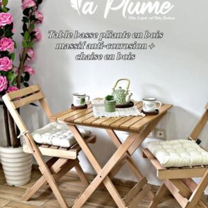 Table et chaises pliantes en bois massif