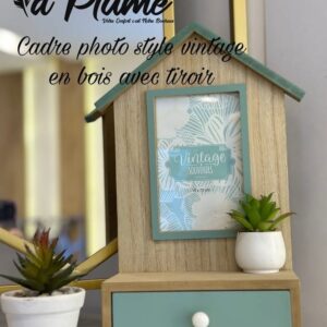 Cadre Photo Style Vintage en Bois avec Tiroir
