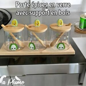 Porte épices en verre et bambou