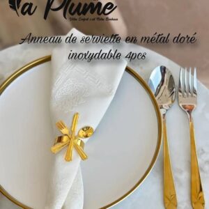 Anneau de serviette en métal doré 4 pièce