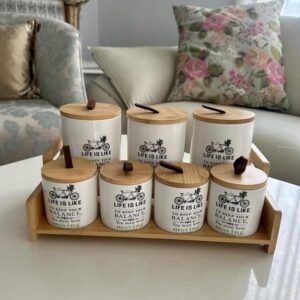 Porte épices en bambou avec support