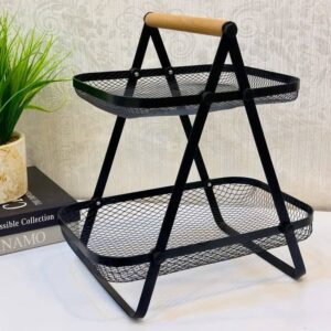 Corbeille à fruits métallique à 2 niveaux