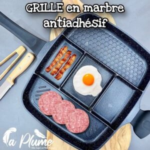 Poêle à grille en marbre antiadhésif