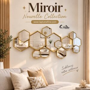 Miroir Mural Hexagonal Modulaire Doré