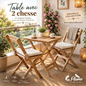 Table et chaises pliantes en bois massif
