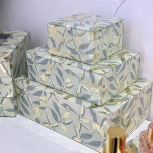 Coffret / Boîte à Bijoux à Motif Feuillage (Verre Miroir)