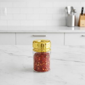 Bocal à Épices Doré en Verre Cristallin