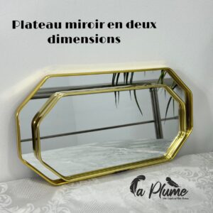 Plateau Miroir Octogonal Modern "Home" – Bordure Dorée Épurée