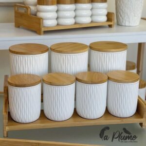 Set de Boîtes  (7 Pièces, Céramique & Bambou)