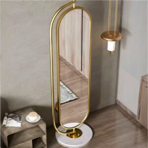 Miroir Ovale Sur Pied Avec Base en Marbre