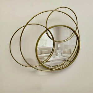 Miroir Rond Contemporain avec Cadre Métallique Abstrait