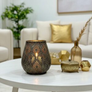 Porte-Bougie en Métal Ajouré de Style Oriental