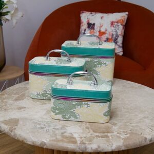 Boîtes à Bijoux Motif Dentelle Florale et Intérieur Rose