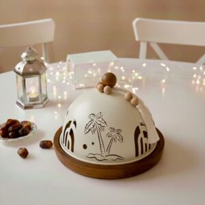 Présentoir à Gâteau Dôme "Oasis" avec Base en Bois