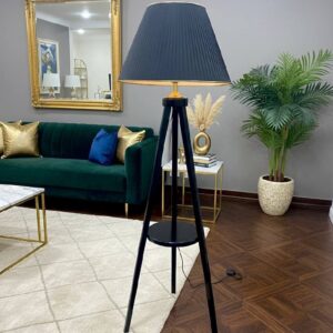 Lampadaire trépied noir élégant