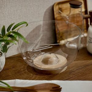 Le Saladier en Verre et Support en Bois d'Acacia